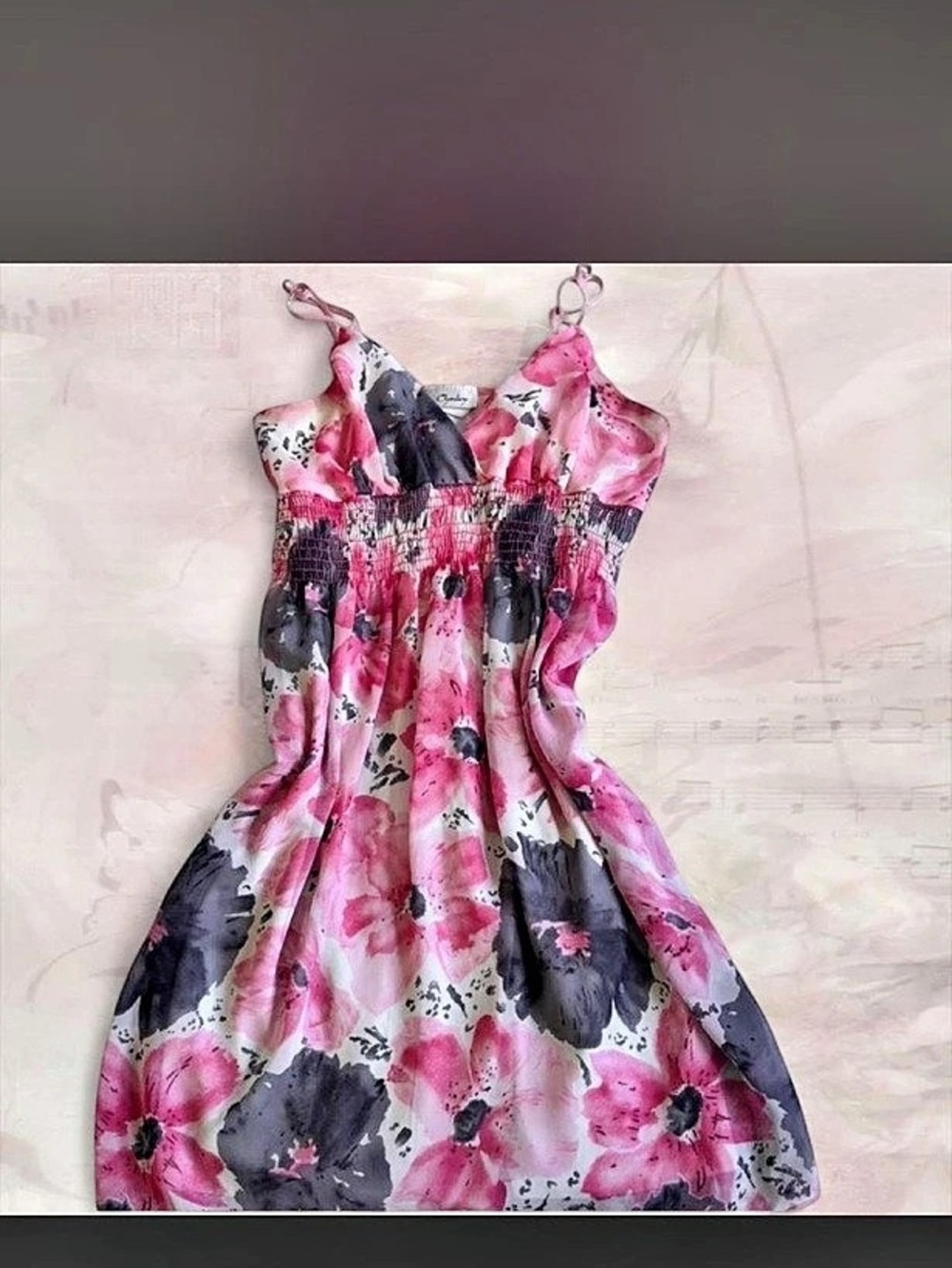 Cesley Floral Maxi Dress in Pink & Gray Like New